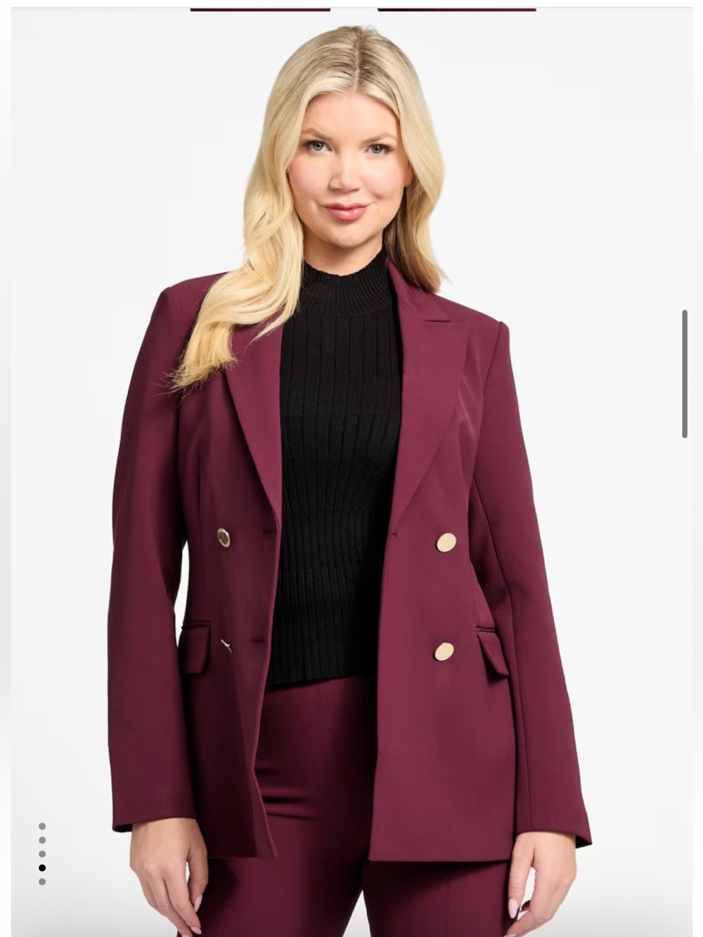 Marciano Tailored Plum Double-Breasted Suit Jacket - Size M